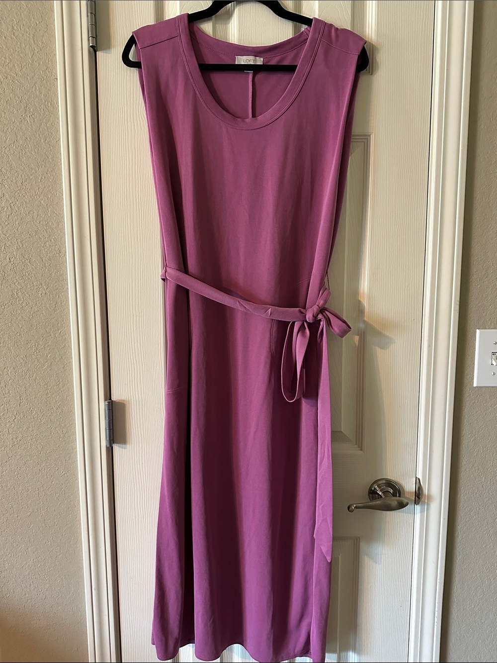 LOFT Dusty Mauve Sleeveless Maxi Dress with Waist Tie